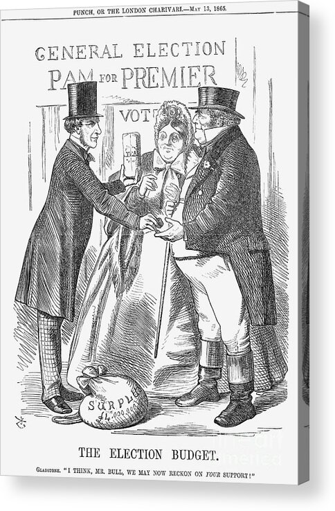 Engraving Acrylic Print featuring the drawing The Election Budget, 1865. Artist John by Print Collector