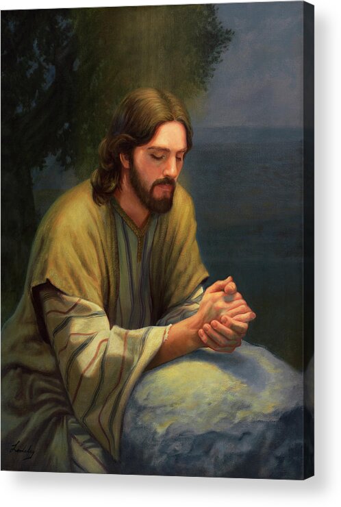 Jesus Praying Acrylic Print featuring the painting The Intercession by David Lindsley