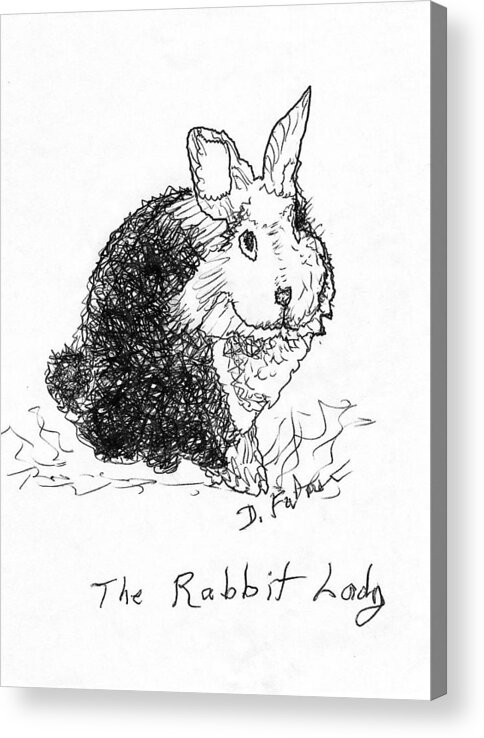 Rabbit Acrylic Print featuring the drawing The Rabbit Lady Drawing by Denise F Fulmer