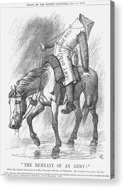 Horse Acrylic Print featuring the drawing The Remnant Of An Army, 1879. Artist by Print Collector