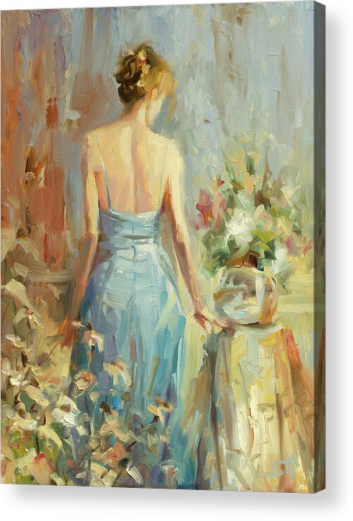 Woman Acrylic Print featuring the painting Thoughtful by Steve Henderson