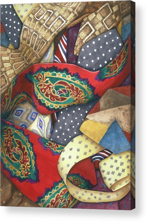 Ties Acrylic Print featuring the painting Tie One On by Lori Taylor