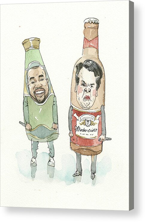 No Caption Acrylic Print featuring the painting Two Bottles by Barry Blitt