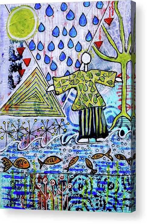 Symbolism Acrylic Print featuring the mixed media Walking on Water by Mimulux Patricia No