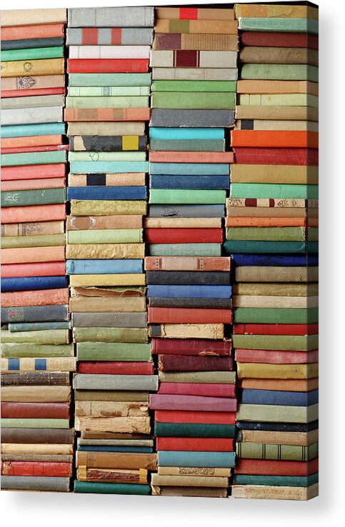 Expertise Acrylic Print featuring the photograph Wall Of Antique Books by Ideabug