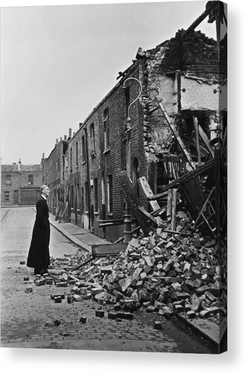 Rubble Acrylic Print featuring the photograph Wartime Priest by Bert Hardy