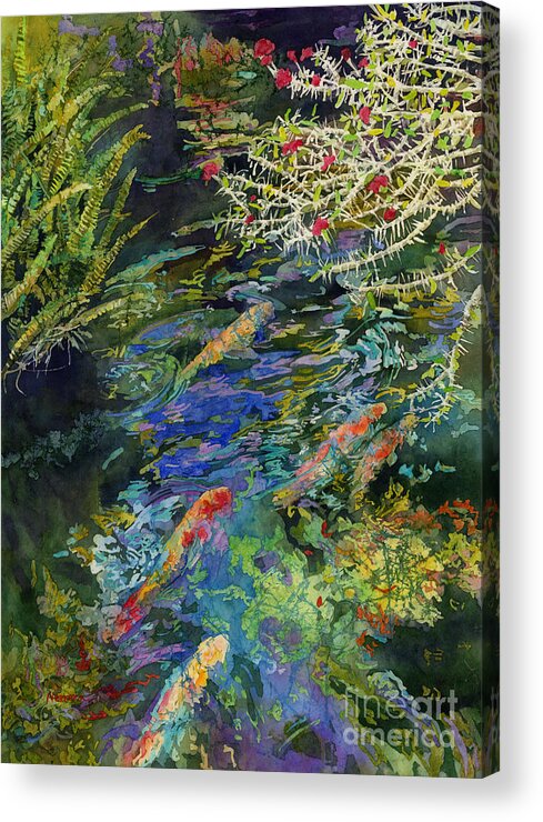 Koi Acrylic Print featuring the painting Water Garden by Hailey E Herrera