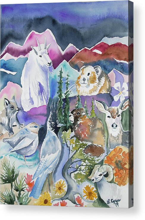 Rocky Mountain Acrylic Print featuring the painting Watercolor - A Rocky Mountain Ecosystem by Cascade Colors