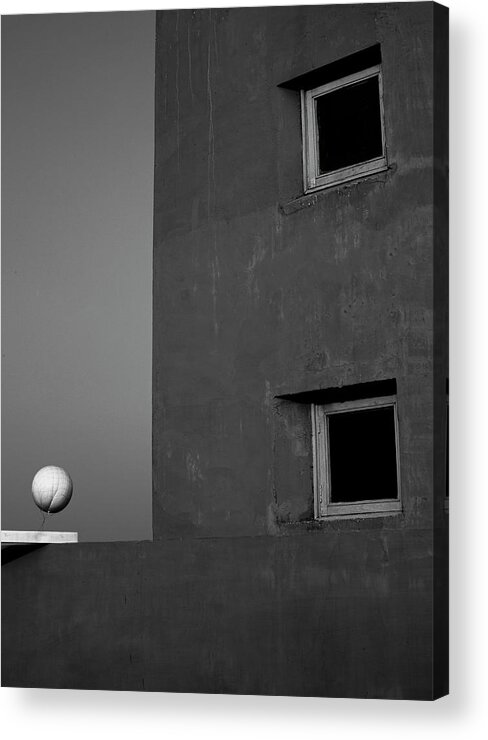 White Ball Acrylic Print featuring the photograph White Balloon Vs Windows by Prakash Ghai