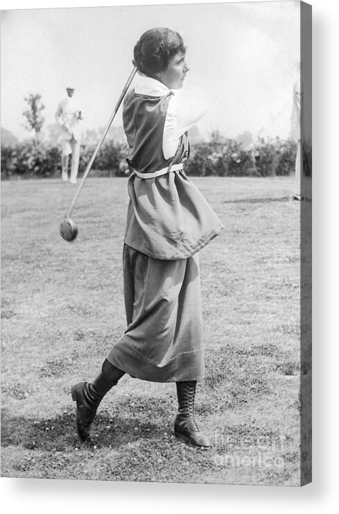 People Acrylic Print featuring the photograph Woman At End Of Golf Swing by Bettmann