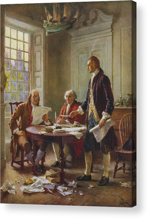 Declaration Of Independence Acrylic Print featuring the painting Writing The Declaration of Independence by War Is Hell Store