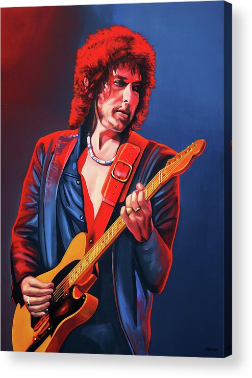 Bob Dylan Acrylic Print featuring the painting Bob Dylan Painting #1 by Paul Meijering