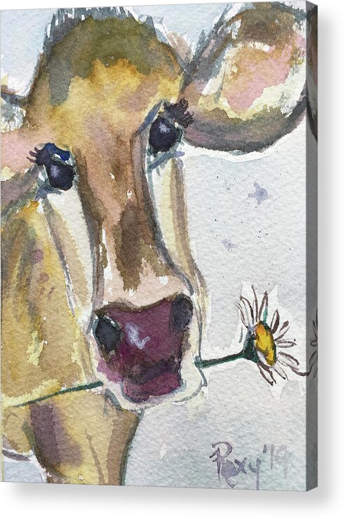 Cow Acrylic Print featuring the painting Daisy by Roxy Rich