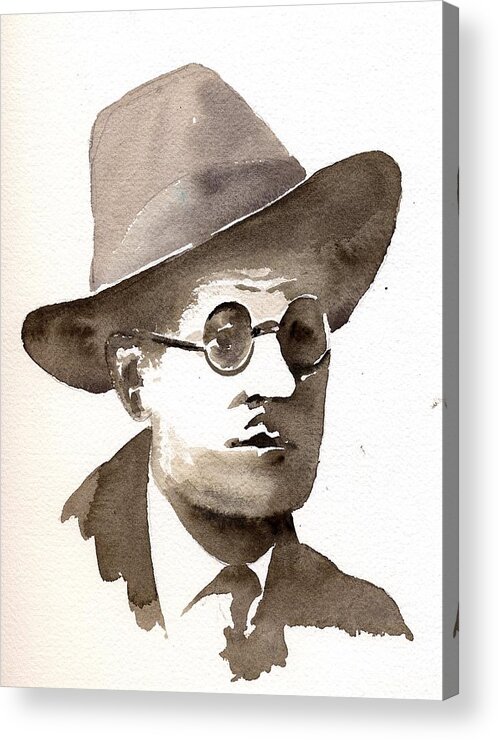  Acrylic Print featuring the painting James Joyce. #1 by Val Byrne
