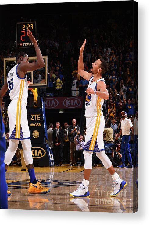 Nba Pro Basketball Acrylic Print featuring the photograph Stephen Curry and Kevin Durant by Noah Graham