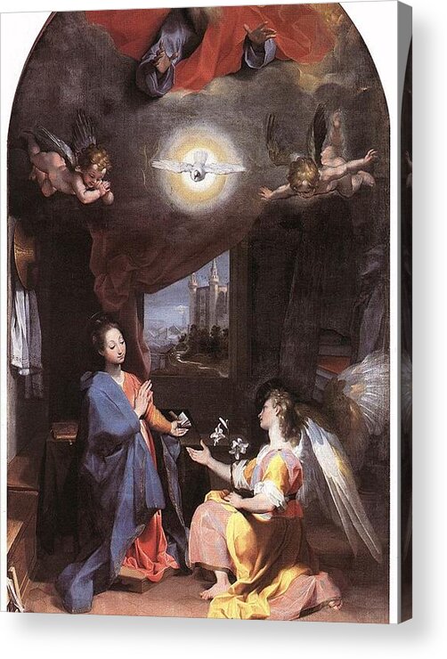 Federico Barocci Acrylic Print featuring the drawing The Annunciation by Federico Barocci