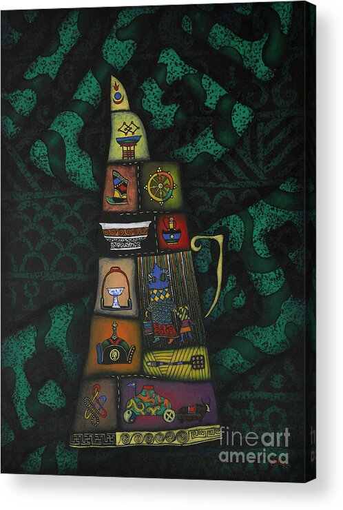 Oil On Canvas Acrylic Print featuring the painting Nuudel #1 by Oilan Janatkhaan