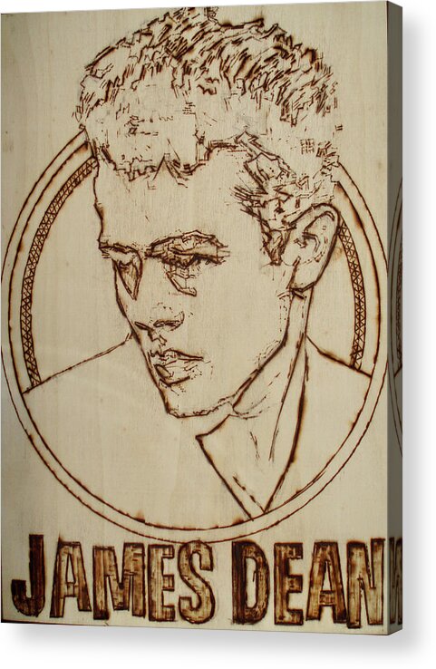 Pyrography Acrylic Print featuring the pyrography James Dean #1 by Sean Connolly