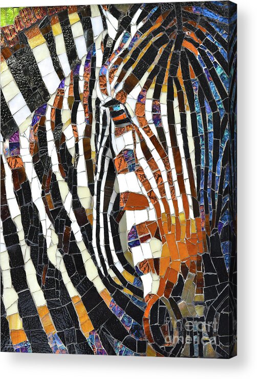 Cynthie Fisher Acrylic Print featuring the painting Zebra Glass Mosaic #2 by Cynthie Fisher