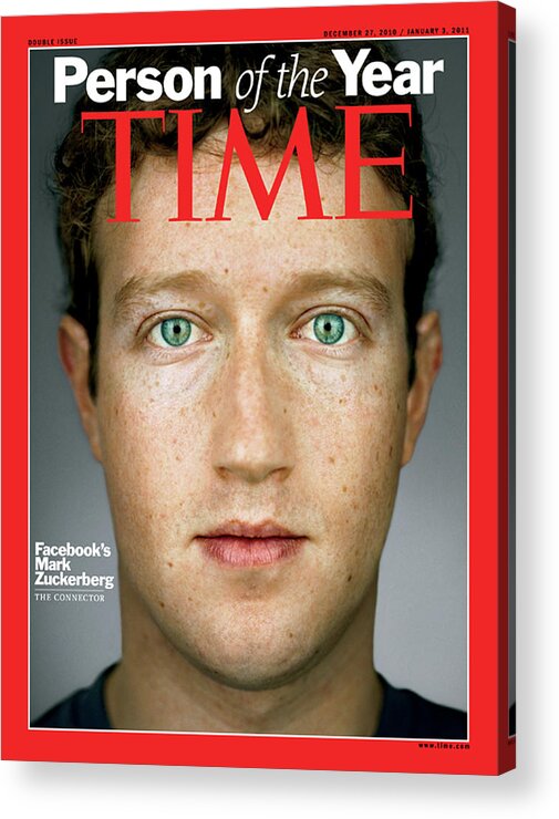 2010 Person Of The Year Acrylic Print featuring the photograph 2010 Person of the Year, Facebook's Mark Zuckerberg by Photographs by Martin Schoeller for TIME