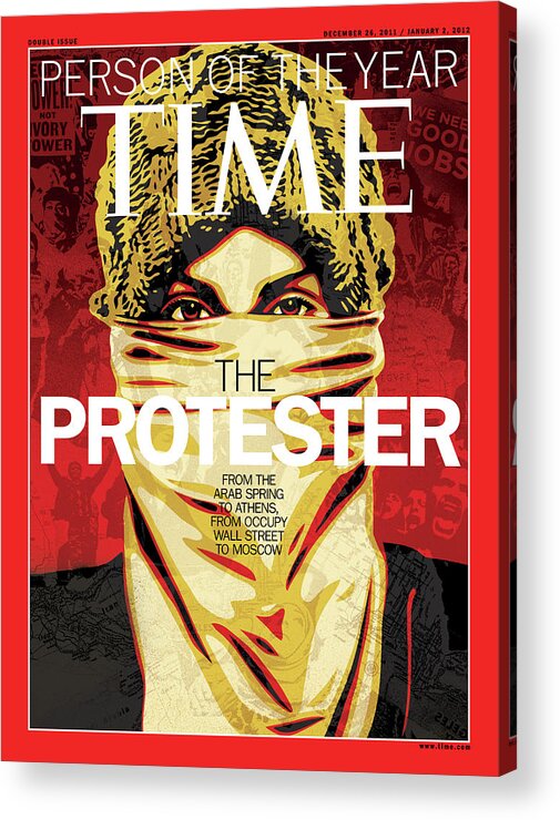 2011 Person Of The Year Acrylic Print featuring the photograph 2011 Person of the Year - The Protester by Photograph by Shepard Fairey for TIME