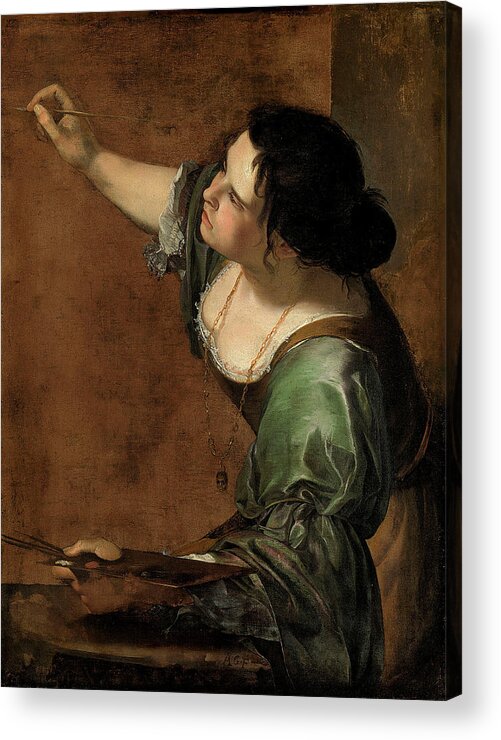 Artemisia Gentileschi Acrylic Print featuring the painting Self-Portrait as the Allegory of Painting by Artemisia Gentileschi