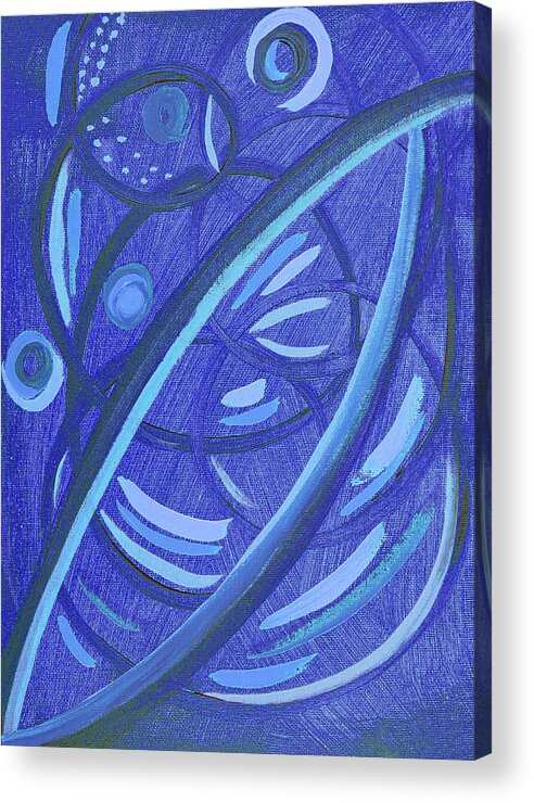 Abstract Acrylic Print featuring the painting Abstract Blue Spirals by Corinne Carroll