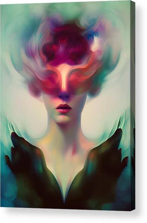 Digital Manipulation Photograph Female Woman Abstract Acrylic Print featuring the digital art Abstract Portrait by Beverly Read