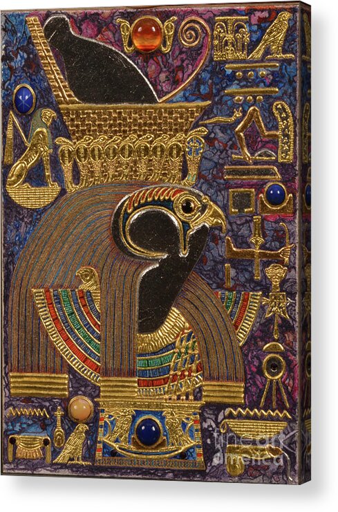 Ancient Acrylic Print featuring the mixed media Akem Shield of Heru Who Unites the Two Lands by Ptahmassu Nofra-Uaa