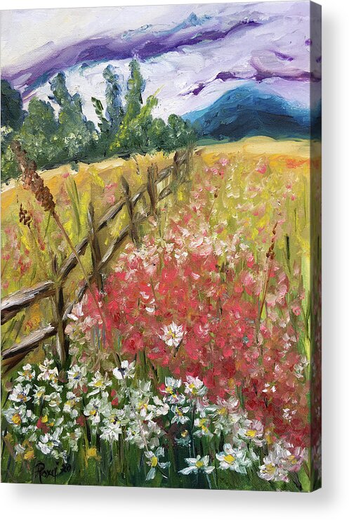 Landscape Acrylic Print featuring the painting French Countryside by Roxy Rich