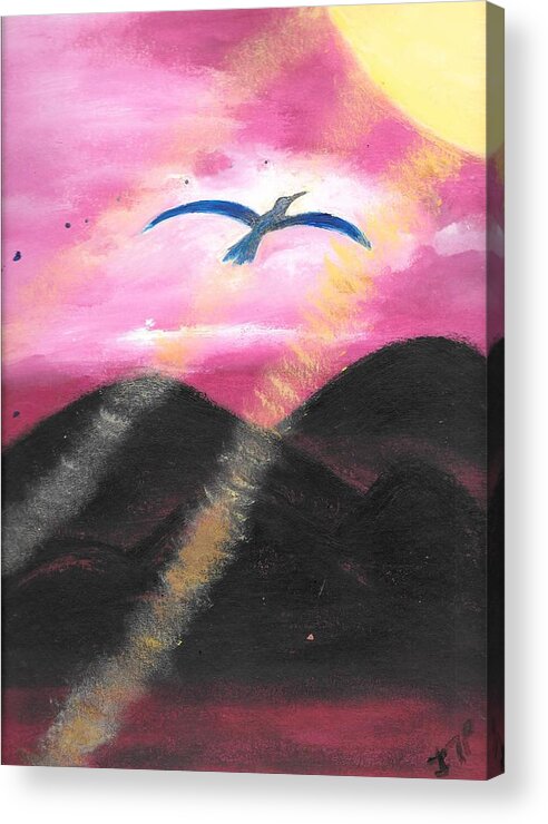 Bird Acrylic Print featuring the painting Almost There by Esoteric Gardens KN