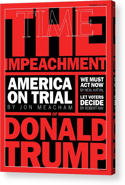 Time Acrylic Print featuring the photograph America on Trial by Typography cover by TIME - no credit