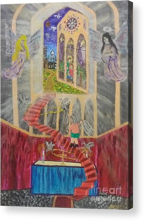 God Acrylic Print featuring the mixed media An Adventure Begins by David Westwood
