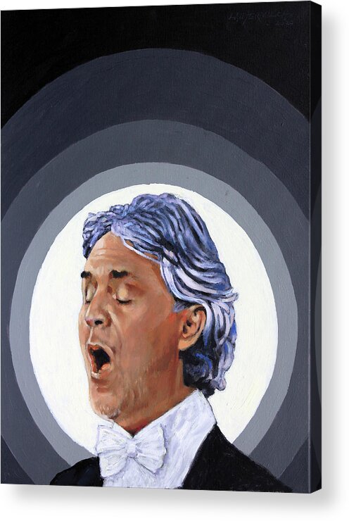 Andrea Acrylic Print featuring the painting Andrea Bocelli by John Lautermilch