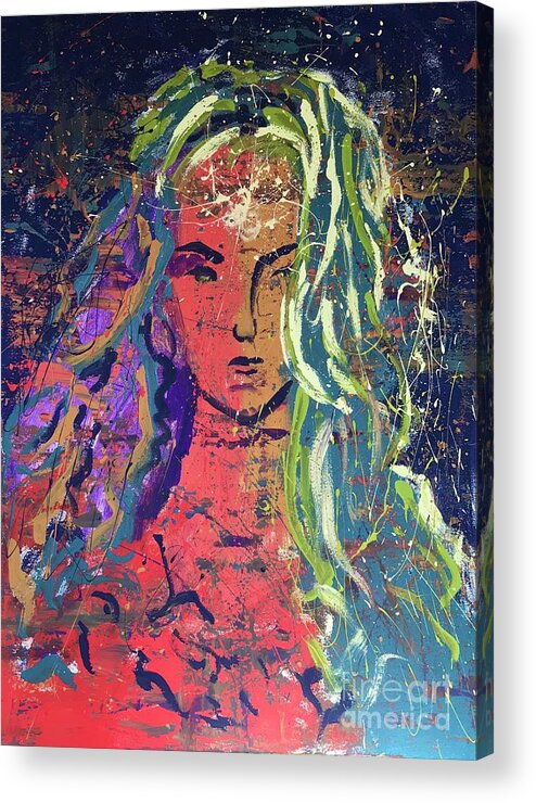 Archangel Michael Acrylic Print featuring the painting Angel of peace by Monica Elena