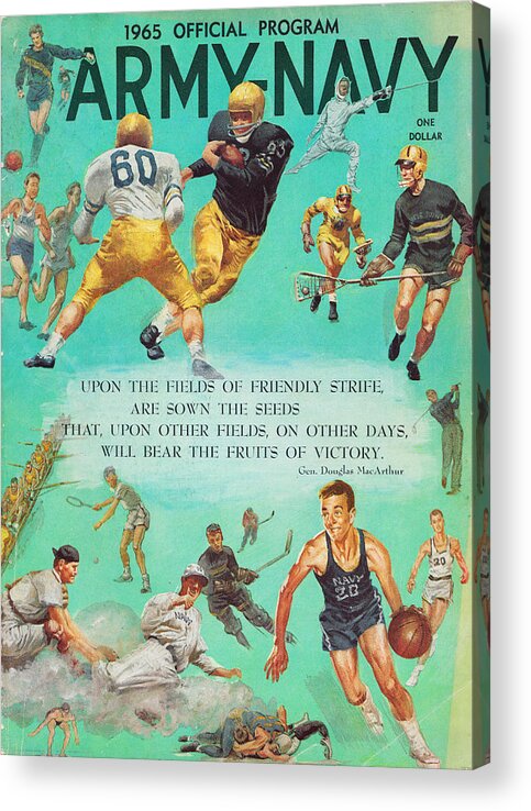 Army Navy 1965 Acrylic Print featuring the mixed media Army Navy Game 1965 by Row One Brand