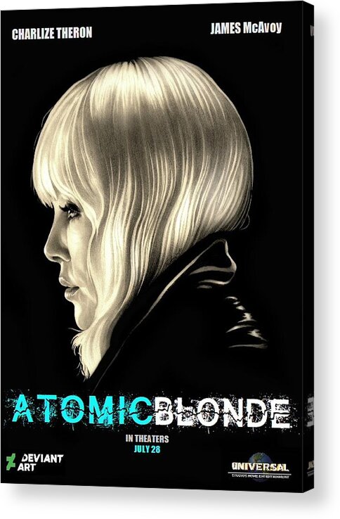 Atomic Blonde Acrylic Print featuring the drawing Atomic Blonde by Fred Larucci