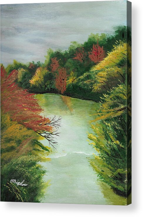 River Acrylic Print featuring the painting Autum River by David Bigelow