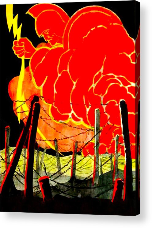 Barbed Acrylic Print featuring the painting ''Barbed Wire'', 1927, movie poster painting by Movie World Posters