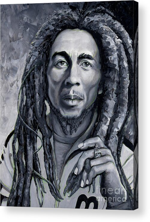 Rasta Acrylic Print featuring the painting Bob Marley by PJ Kirk