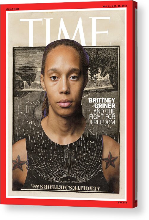 Brittney Griner Acrylic Print featuring the photograph Brittney Griner by Artwork by Lorna Simpson for TIME - Source photograph by Stephen Gosling NBAE-Getty Images