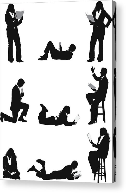 Black Color Acrylic Print featuring the drawing Business people reading book by 4x6