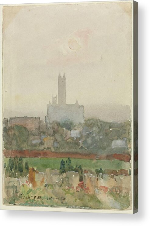 Canterbury Cathedral 1889 Childe Hassam Sketch Acrylic Print featuring the painting Canterbury Cathedral 1889 Childe Hassam by MotionAge Designs
