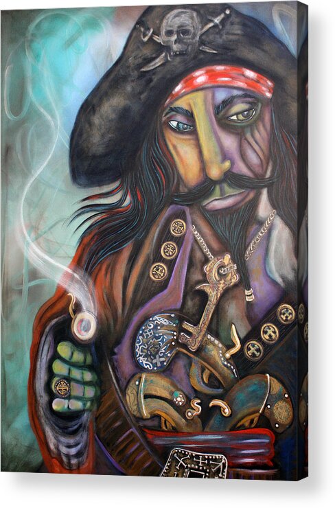 Pirate Acrylic Print featuring the painting Captain Barbosa by Laura Barbosa