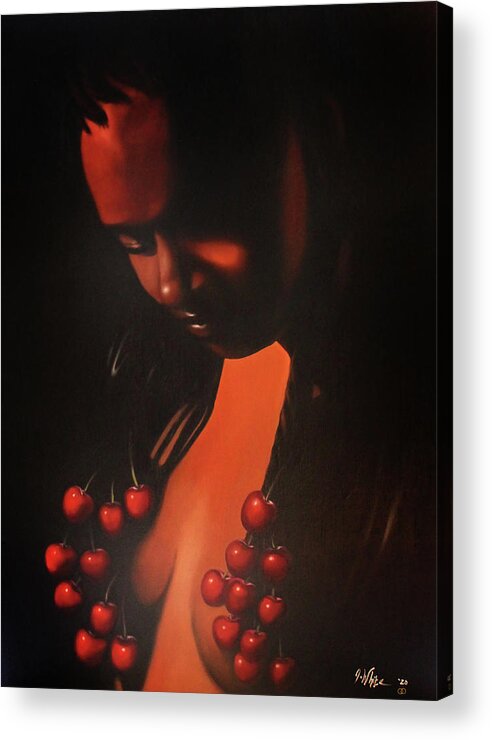 Chocolate Acrylic Print featuring the painting Chocolate and Cherries by Jerome White