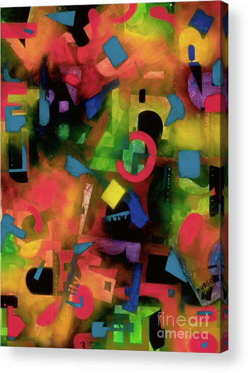 Abstract Acrylic Print featuring the painting colorful abstract art - Jazz Time by Sharon Hudson