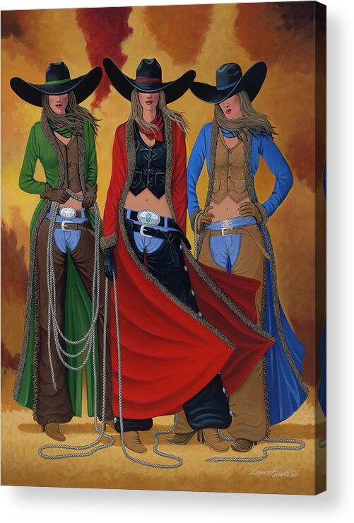 Cowgirl Acrylic Print featuring the painting Cowgirl Up by Lance Headlee