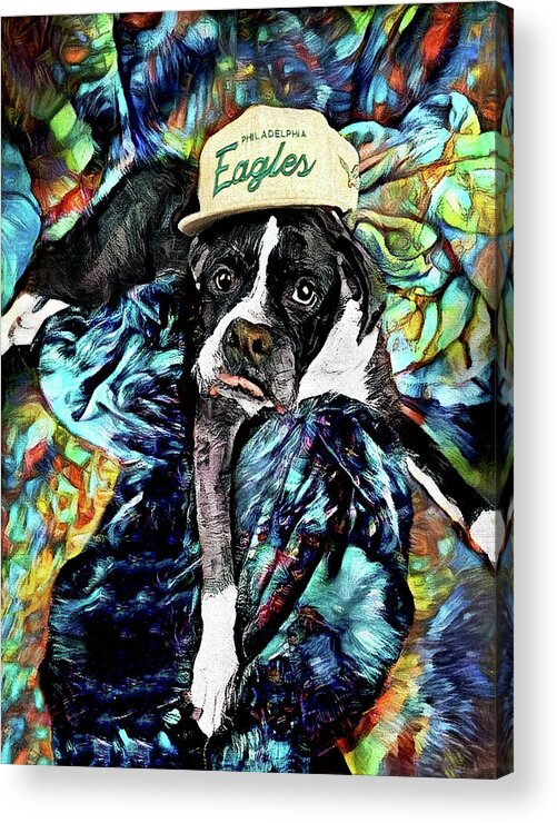 Boxer Acrylic Print featuring the digital art Dagger the Boxer Dog by Peggy Collins