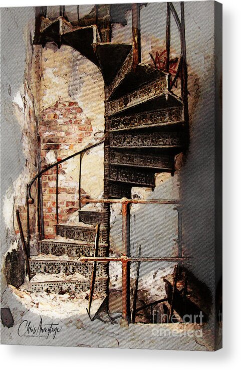 Mc Escher Acrylic Print featuring the digital art Derelict Staircase by Chris Armytage
