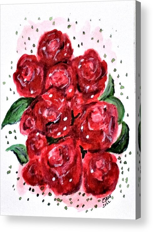 Clyde J. Kell Acrylic Print featuring the painting Designer Roses No4. by Clyde J Kell